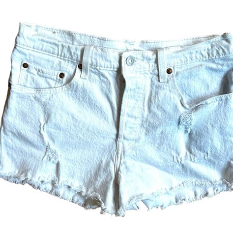 Levi S Shorts Levis 5 Frayed Denim Shorts White Size 28 Womens Poshmark