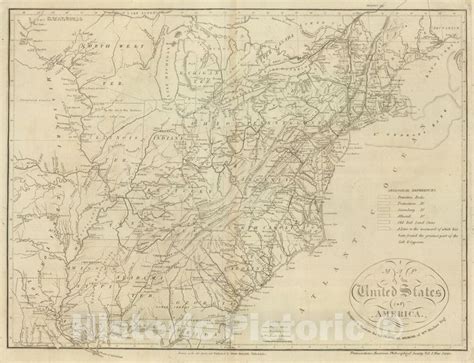 Historic Map : 1824 Map of the United States of America. - Vintage Wall Art