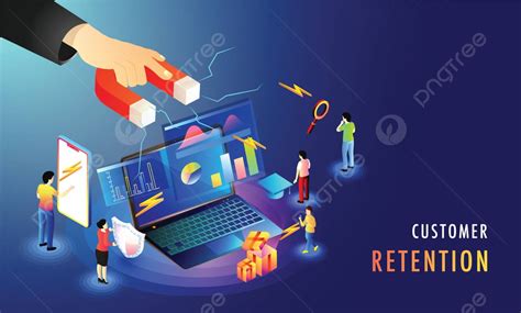 Miniature People Shopping In A Customer Retention Focused Isometric