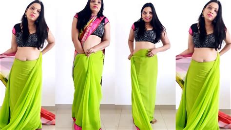 How To Wear Ultra Low Waist Saree Without Blouse How To Wear Heavy Work Saree Perfectly