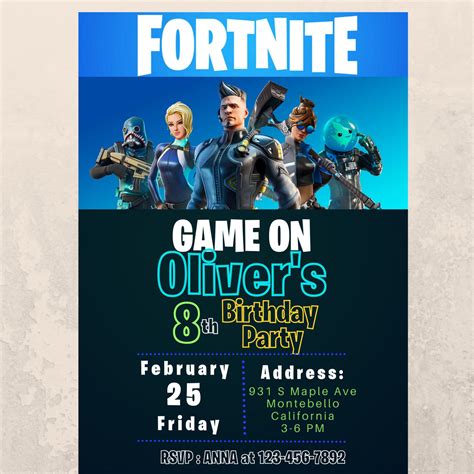 Fortnites Birthday Party Invitation Canva Fortnight Gaming Etsy