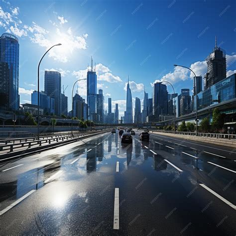 premium ai image  city street   sunburst   sky