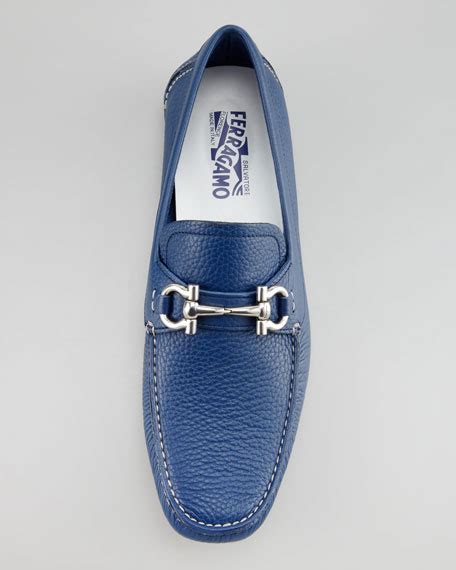 Salvatore Ferragamo Parigi Pebbled Driver Blue