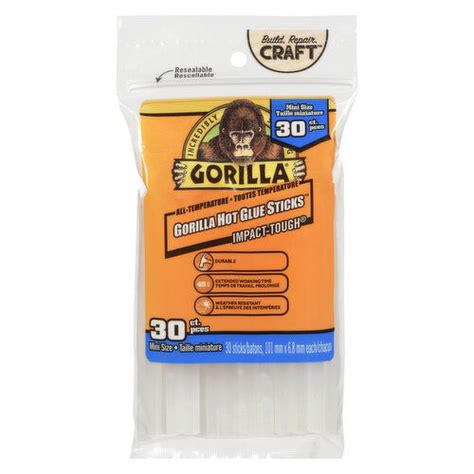 Gorilla Hot Glue Sticks All Temperature Mini Size Quality Foods