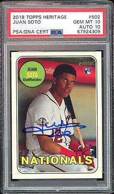 Topps Heritage Juan Soto Rc Rookie Psa Auto Gem Mint