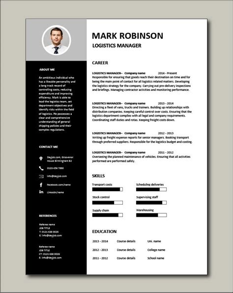 Free Logistics Manager Cv Template 1