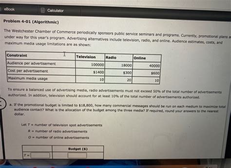 Solved EBook Calculator Problem 4 01 Algorithmic The Chegg