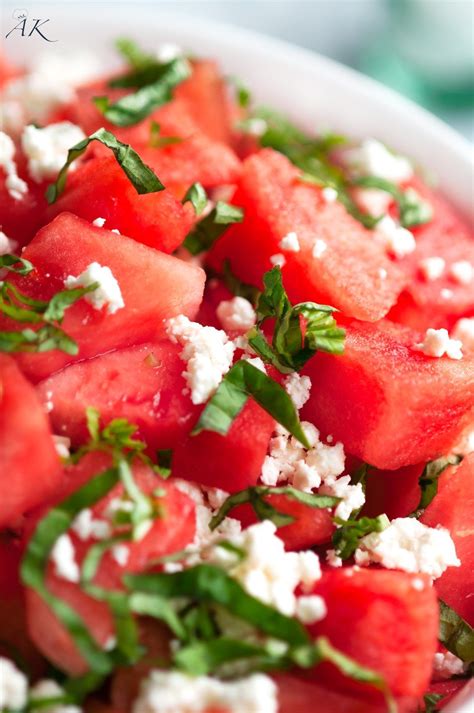 Summertime Basil Watermelon And Goat Cheese Salad Watermelon Salad Recipes Watermelon And Feta