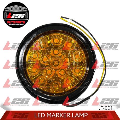 16 LED Truck Marker Lights 12v 24v Round Truck Trailer Stop Turn Signal ...