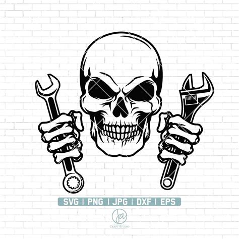 Skull Mechanic Svg Mechanic Logo Mechanic Skull Png Patriotic Skull Svg