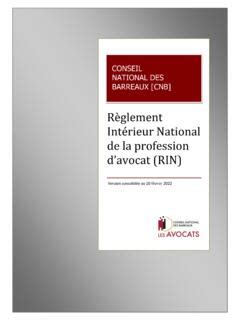 Règlement Intérieur National de la profession davocat RIN r 232