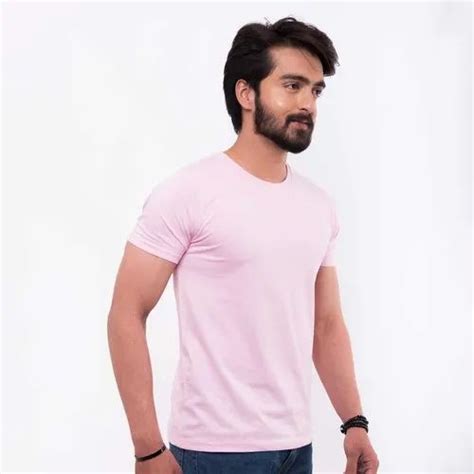 Plain Cotton Men Pink Round Neck T Shirt Medium At Rs 160 In Indore