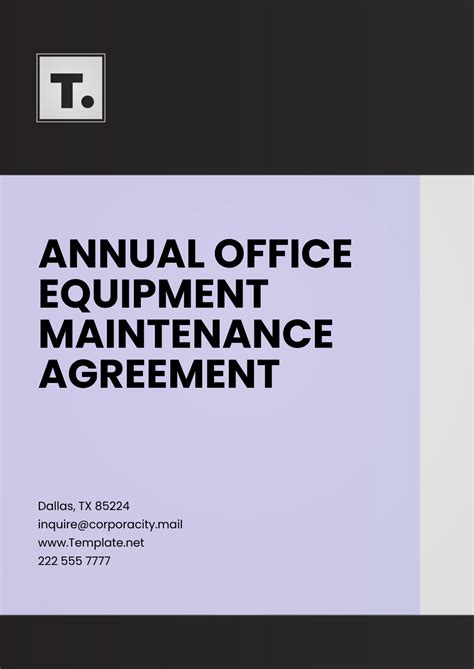 Free Annual Office Equipment Maintenance Agreement Template to Edit Online