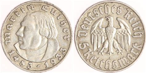 Drittes Reich Reichsmark A Martin Luther Vf Ma Shops