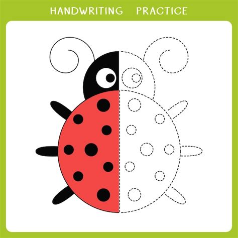 Premium Vector Handwriting Practice Sheet With Cute Ladybird