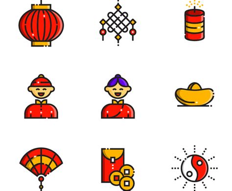 Chinese New Year Icon Collection Vector Art Graphics Freevector