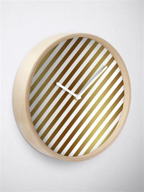 Golden Lines Clock By Bubbliciousart Redbubble Clock Clocks For