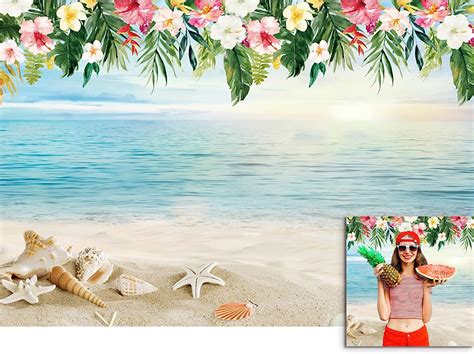 Allenjoy Toile De Fond Pour Photographie De Plage Tropicale 2 1 X 1 5 M