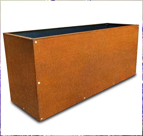 Diy Cartel Corten Steel Rectangular Planter Box Modern Farmhouse Rustic Design Outdoor Metal