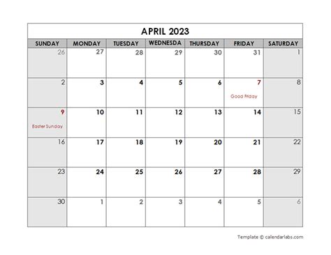 April 2023 Printable Calendar - Free Printable Templates