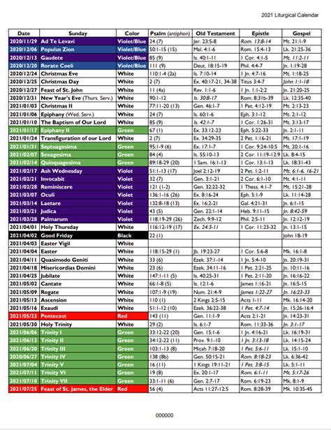 Liturgical Church Year Calendar St John S And Grace Evangelical