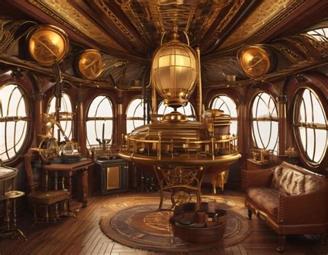 Premium Photo | A virtual Victorianera steampunk airship interior with brass machinery and ...