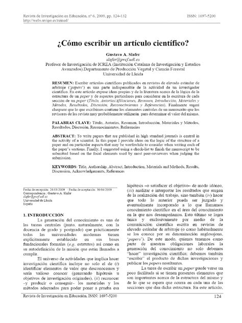 Vista De ¿cómo Escribir Un Artículo Científico Pdf