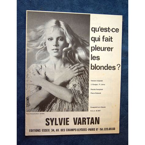 Qu est ce qui fait pleurer les blondes Sylvie Vartan 楽譜 売り手