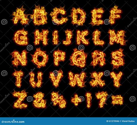 Burning Flames Fire Alphabet Letters Stock Illustration Image 61375946