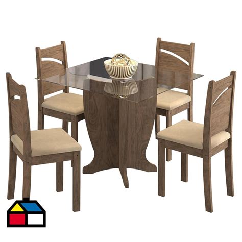 Comedor Sillas Mesa Cuadrada X X Cm Caf Sodimac Falabella