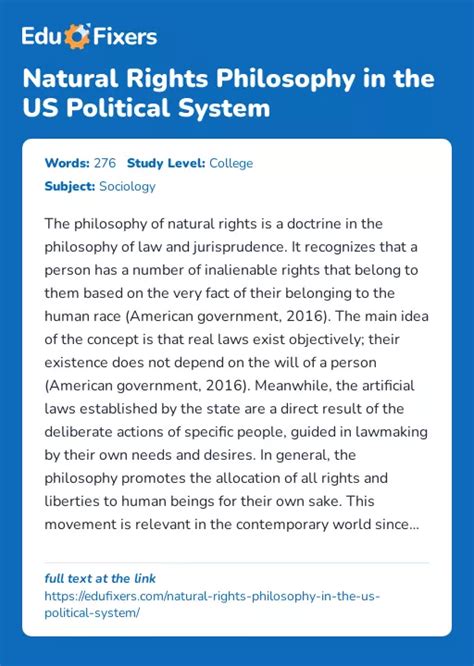 Natural Rights Philosophy in the US Political System | Free Essay Example