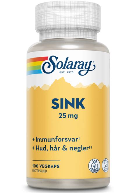 Solaray Sink 25 Mg 100 Kapsler Helseogkost No