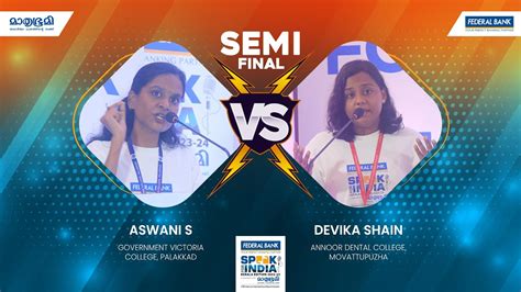 Aswani V S Devika Season 8 Speak For India Kerala Edition SEMI