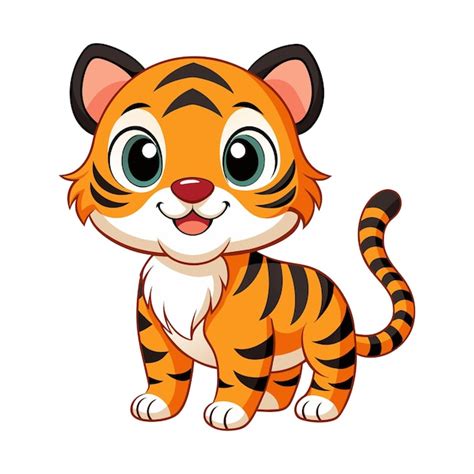 Vector de ilustração desenho animado tigre bonito em branco Vetor Premium