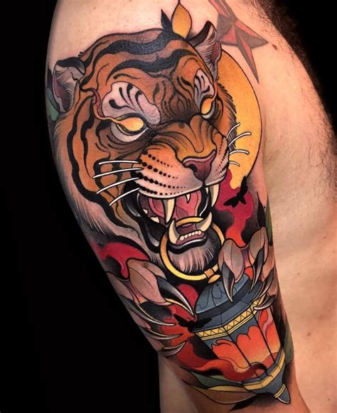 Juan David Rend N Traditional Tiger Tattoo Neo Traditional Tattoo