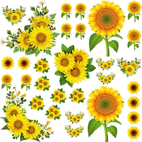 Rw Zsz2881 31pcs Sunflower Wall Decals 3d Sunflower Yellow