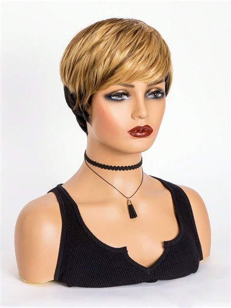 Highlight Synthetic Wigs Short Straight Pixie Cut Hair Bob Wig Ombre