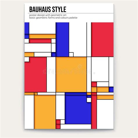 Abstract Retro Pattern Piet Mondrian Style Cover Design Stock Vector