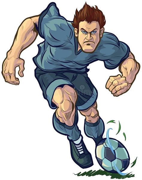 Tough Soccer Player Dribbling Vector Illustration Stock Vector