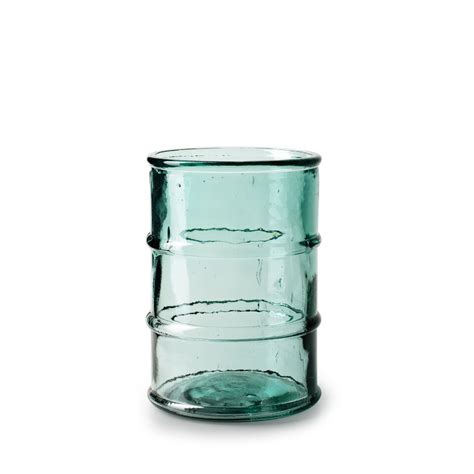 Jodeco Bloemenvaas Barril Transparant Blauw Eco Glas D X H Cm