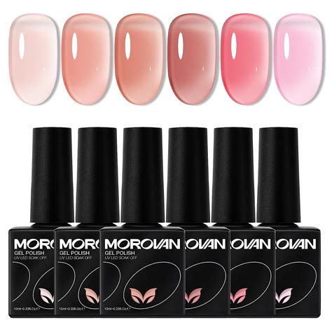 Amazon Morovan Jelly Gel Nail Polish 6 Clear Pink Nude Neutral Sheer Colors Gel Polish Set