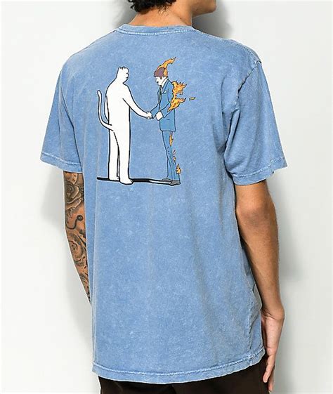 Ripndip Burn Blue Mineral Wash T Shirt Zumiez Cool Shirt Designs