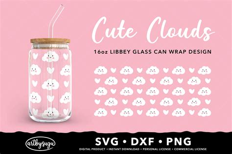 Cute Cloud Libbey Can Glass Wrap Svg Graphic By Artbysugu · Creative