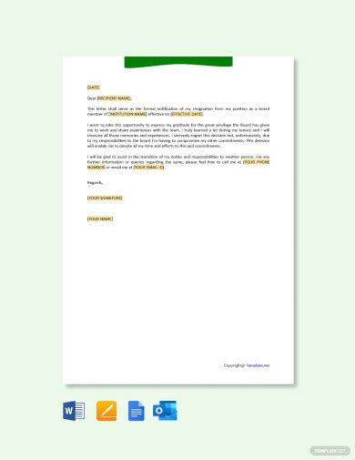 Free 45 Board Resignation Letter Samples Pdf Word Docs Pages