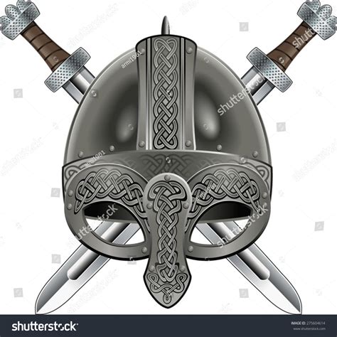 Viking Helmet Crossing Swords Stock Vector (Royalty Free) 275604614 ...