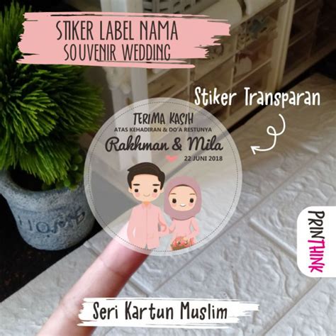 Jual Stiker Transparan Label Nama Souvenir Wedding Nikah Bulat Terima