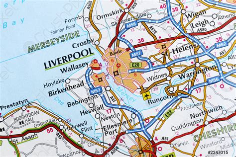 Hiverpool Ciudad Hoja De Ruta Rea Primer Plano Macro Vista Foto De