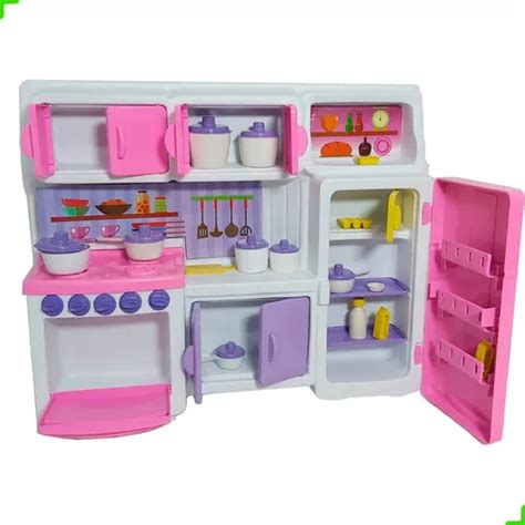 Cozinha Cristal Infantil Rosa Geladeira Fogão Completa 45 Cm MercadoLivre