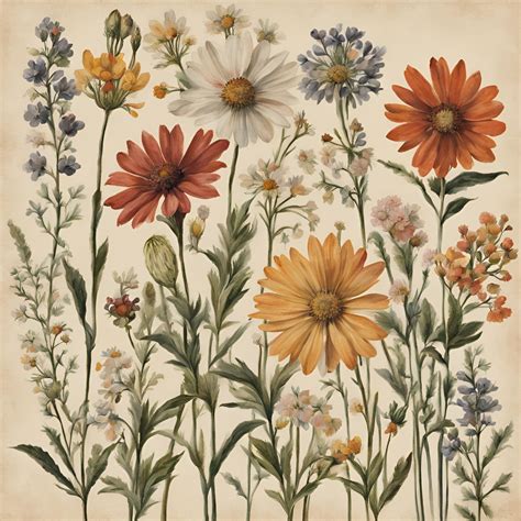 Vintage Wildflowers Art Print Free Stock Photo - Public Domain Pictures