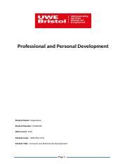 PDP Docx Professional And Personal Development Student Name